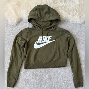 Nike Olive Green Cropped Hoodie